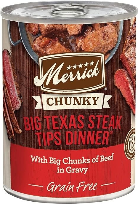 Chunky Grain Free Wet Dog Food, Big Texas Steak Tips Dinner Canned Dog Food - (12) 12.7 oz. Cans