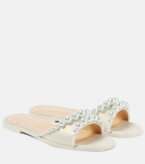 Sirene faux-pearl leather slides