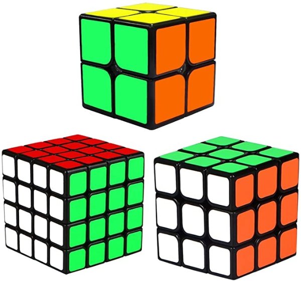 Speed Cube Set, Rubix Cube Set, Magic Cube 2x2 3x3 4x4 Pyraminx Pyramid Megaminx Puzzle Cube Toy Gift for Children Adults, Pack of 5