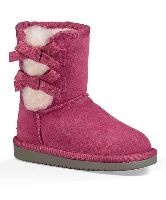 Raspberry Rose Bow-Accent Victoria Short Boot - Girls