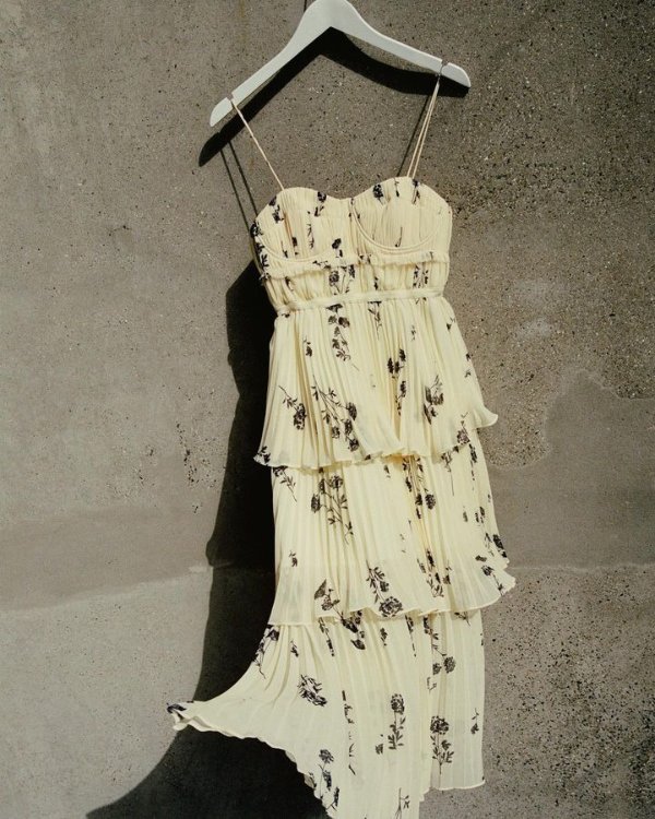 Tiered floral-print chiffon midi dress