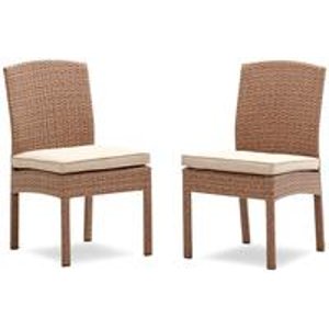 Strathwood Griffen All-Weather Wicker Dining Armless Chair, Natural, Set of 2