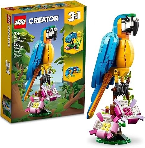 Creator 3 in 1 Exotic Parrot to Frog to Fish 31136 Animal Figures Building Toy, Creative Toys for Kids Ages 7 and Up