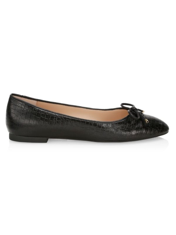 - Gabby Croc-Embossed Leather Ballet Flats