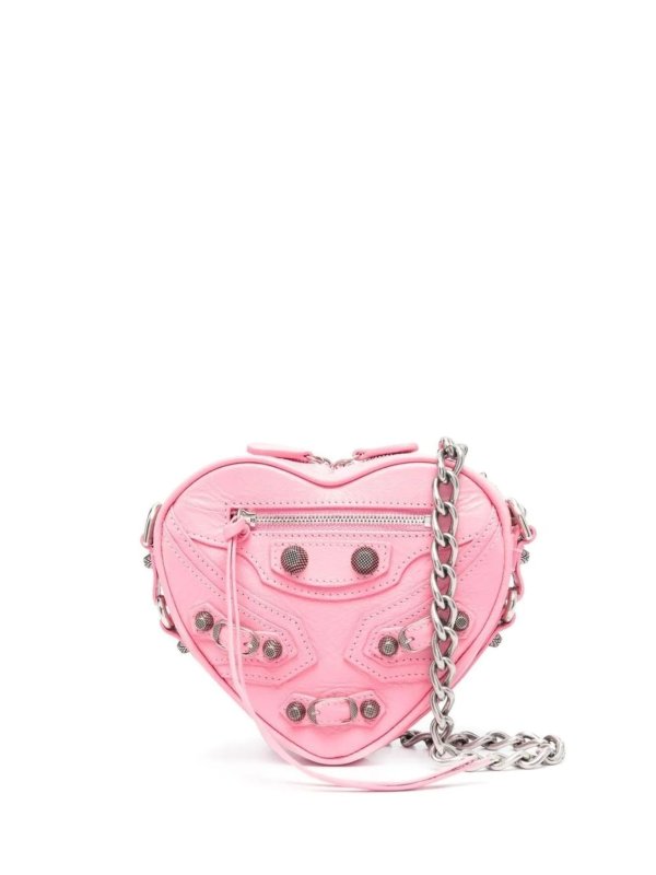 mini Le Cagole Heart leather crossbody bag pink | MODES