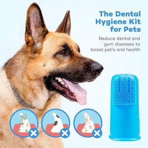 TaoTronics Dog Finger Toothbrushes with 2 Free Storage Cases，Pack of 6