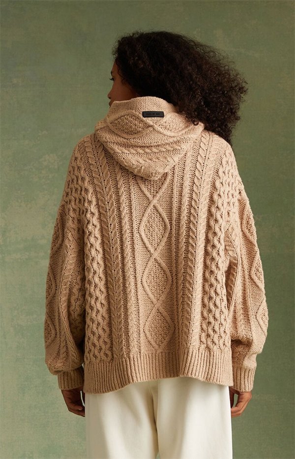 Gold Heather Cable Knit Hoodie | PacSun