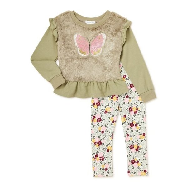 Forever Me Toddler Girls Butterfly Top and Leggings, 2-Piece Set, Sizes 2T-4T