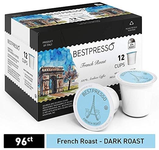 Coffee, French Roast Single Serve K-Cup, 96 Count (Compatible With 2.0 Keurig Brewers) 8 Packs Of 12 Cups