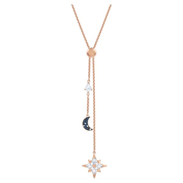 Symbolic Y Necklace, Multi-colored, Rose-gold tone plated by