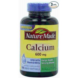 Nature Made Calcium 600mg with Vitamin D 100 Softgels Pack of 3