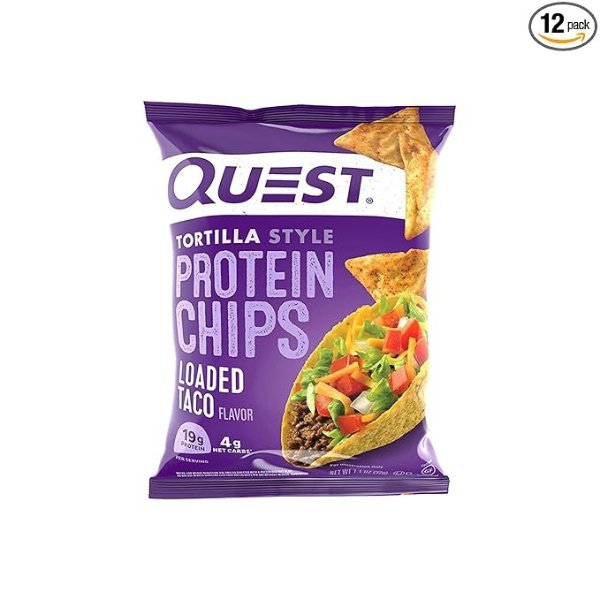 Tortilla Style Protein Chips, Loaded Taco, Low Carb, Gluten Free, Baked, 1.1 Ounce (Pack of 12)