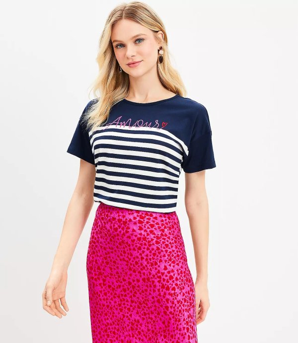 Amour Stripe Relaxed Crew Tee