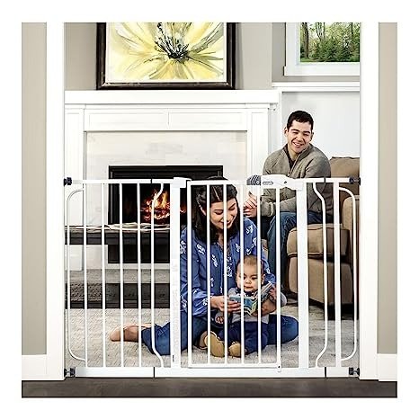 Easy Step 49-Inch Extra Wide Baby Gate, Includes 4-Inch and 12-Inch Extension Kit, Pressure Mount Kit and 4 Pack of Wall Mount Kit, 4 Count (Pack of 1)