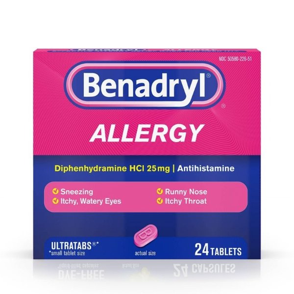 Ultratabs Allergy Relief Tablets - Diphenhydramine HCl - 24ct