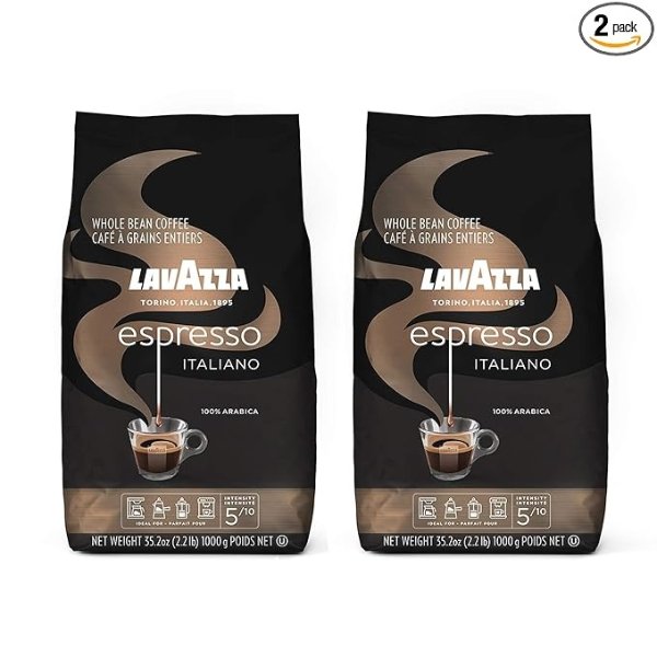 Lavazza Italiano 中焙混合咖啡豆 2.2磅装 两包