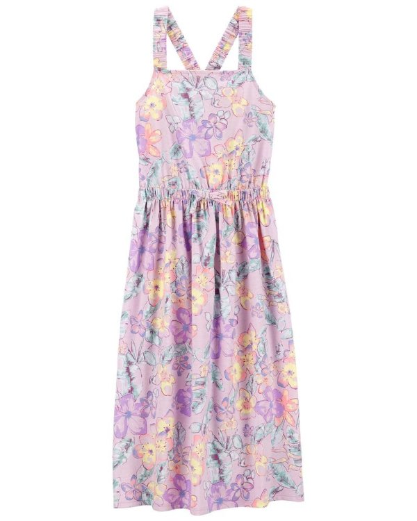 Kid Floral Print Jersey Maxi Dress