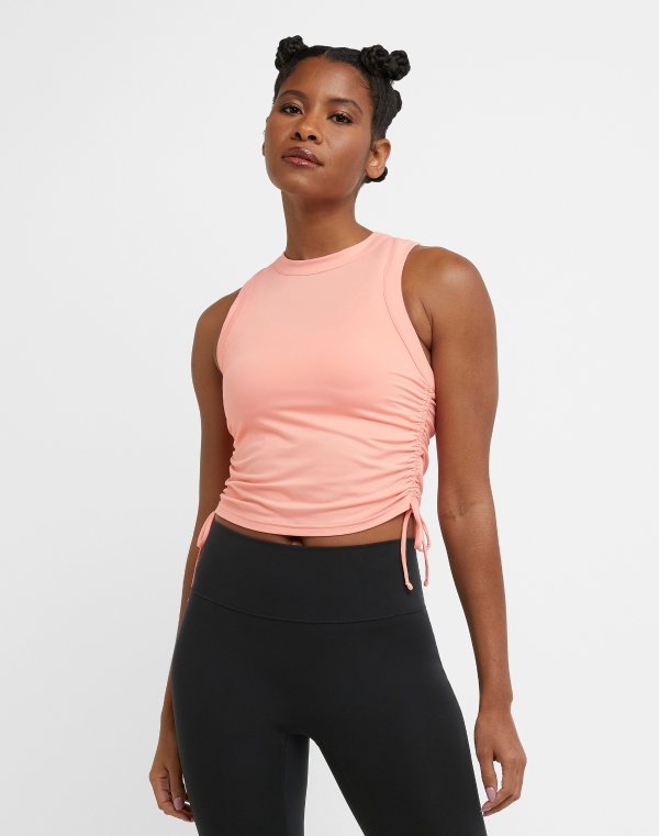 Soft Touch Ruched Tank Top, Drawstrings