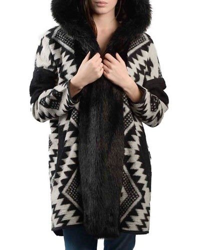 Aztec Faux-Fur Hooded Coat