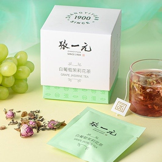 张一元茶叶 白葡萄茉莉花茶 果味袋泡茶 30g (10包)