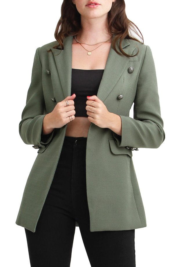 Princess Polly Textured Double-Breasted Blazer