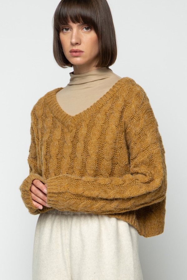 CABLE KNIT SWEATER $28 SW-5863-320-W Silver Blue;Stone Harbour;Toffee SW-5863-320-W $68 $28.00