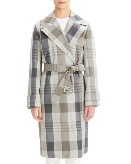 Military Check Trench Coat