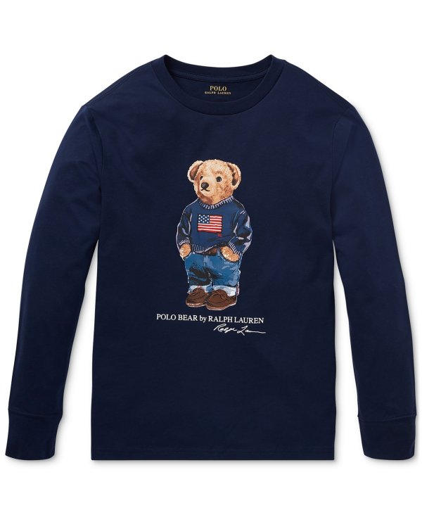Big Boys Sweater Bear Cotton Long-Sleeve T-Shirt, Created For Macy's