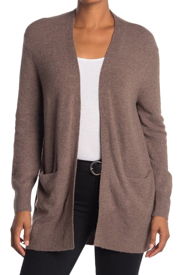 Open Front Patch Pocket Cardigan
