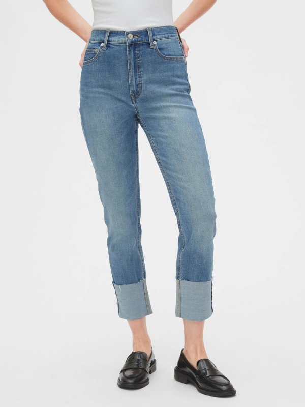 High Rise Cigarette Jeans with Secret Smoothing Pockets