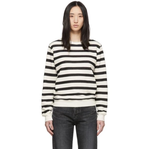 Saint Laurent - Off-White & Black Striped Marine Sweatshirt