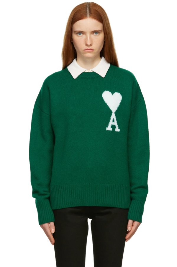 Green Knit Ami De Coeur Sweater
