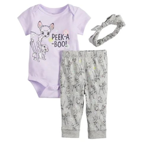 DisneyBambi Baby Girl Bodysuit, Leggings & Headband Set by Jumping Beans®