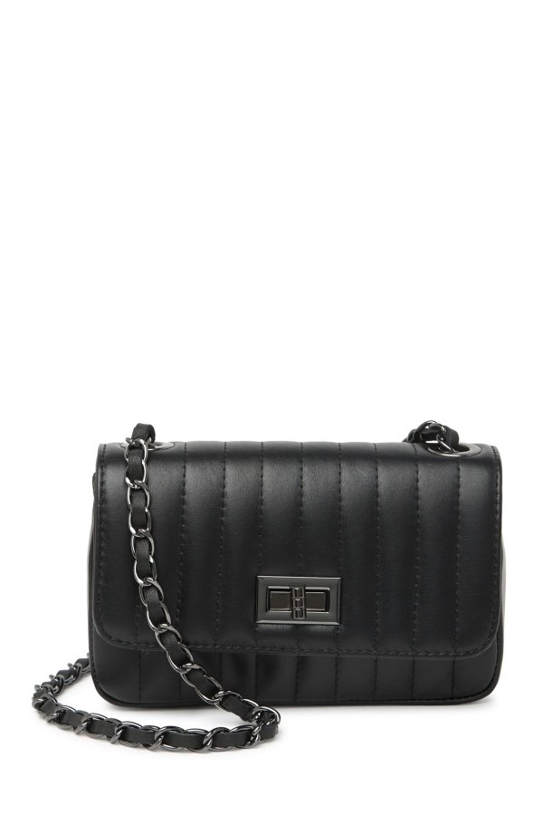 Leather Quilted Woven Chain Crossbody Bag