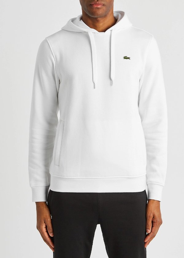 White cotton-blend hooded sweatshirt