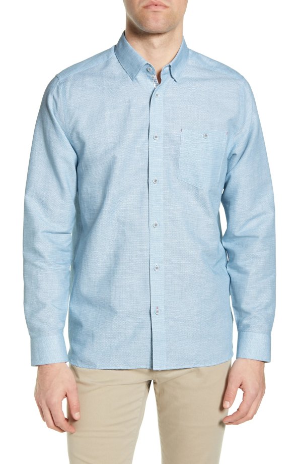 Rorow Slim Fit Cotton & Linen Button-Up Shirt