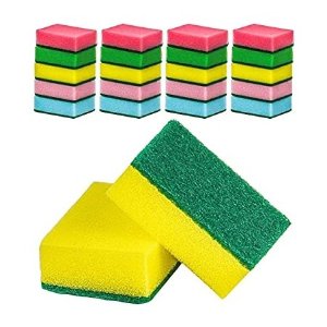 DecorRack Multicolored Cleaning Sponges, Heavy Duty Scouring Scrubbing Side and Absorbent Side