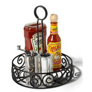 Spectrum Condiment Stand and Holder in Black Scroll 