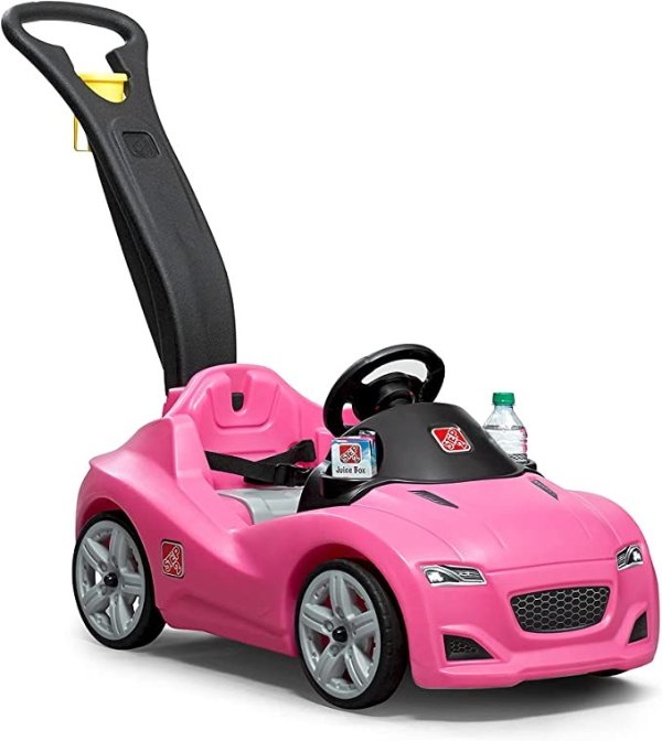 Whisper Ride Toddler Push Car, Pink – Ride On Toy with Included Seat Belt, Easy Storage and Transport, Steering Wheel for Pretend Play – Push Toy Car Makes a Great Stroller Alternative