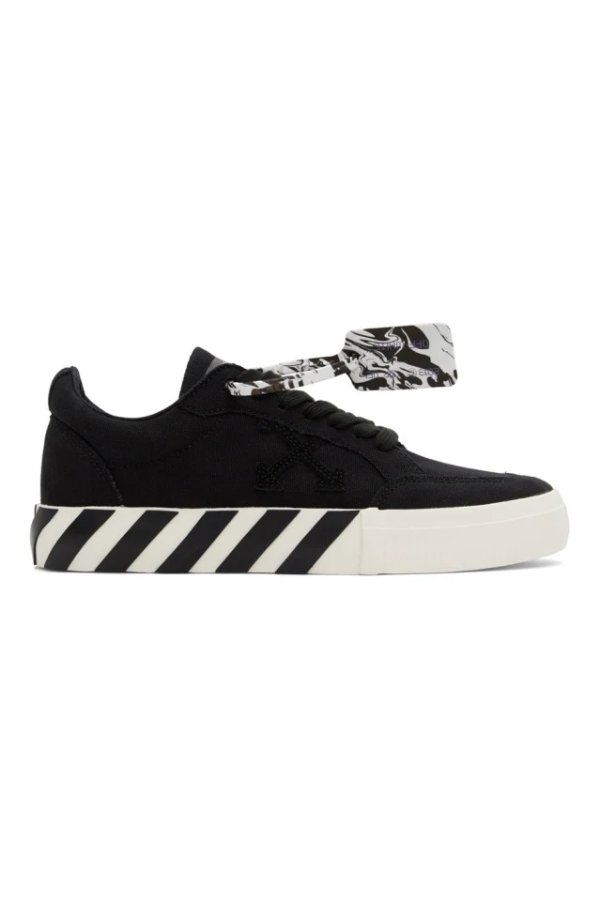 Black Canvas Vulcanized Low Sneakers