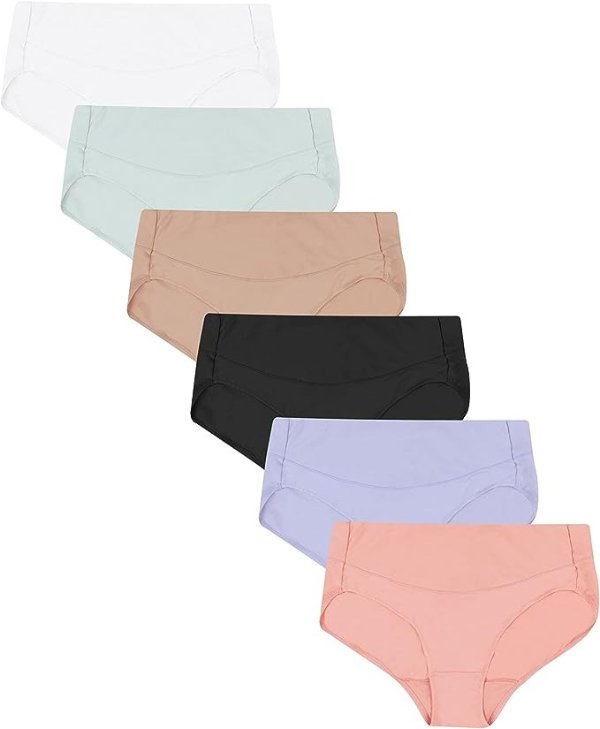 Women's Panties Pack, Smoothing Microfiber No-Show Underwear, 6-Pack (Colors May Vary)