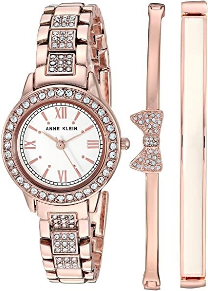 Women's Swarovski Crystal Accented Bracelet Watch and Bangle Set, AK/3334