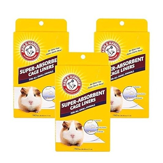 Arm & Hammer for Pets Super Absorbent Cage Liners for Guinea Pigs, Hamsters, Rabbits & All Small Animals | Best Cage Liners for Small Animals, 7 Count x 3 Packs, 21 Total