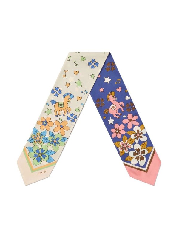 floral pony-print reversible silk bow