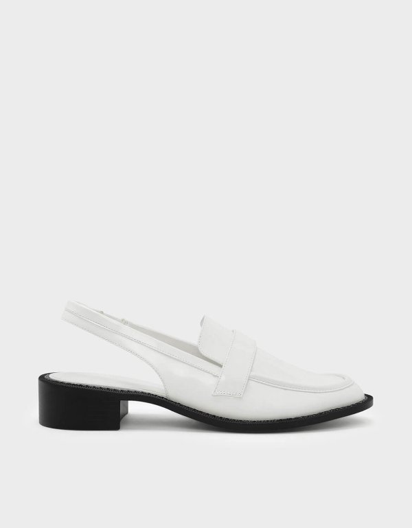 White Slingback Loafers | CHARLES & KEITH