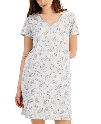 Women's Short Sleeve Cotton Essentials Chemise Nightgown, Created for Macy's