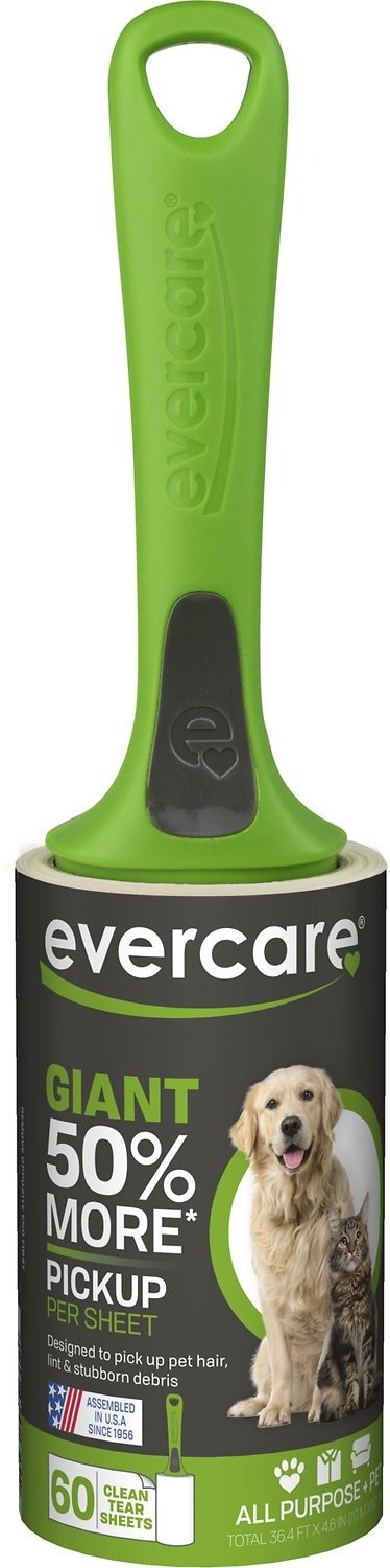 Evercare Pet Plus Giant Extreme Stick Comfort Grip Pet Lint Roller, 60 sheets - Chewy.com