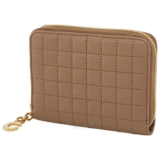 C Charmn Quilted Compact Zipped Wallet- Light Camel