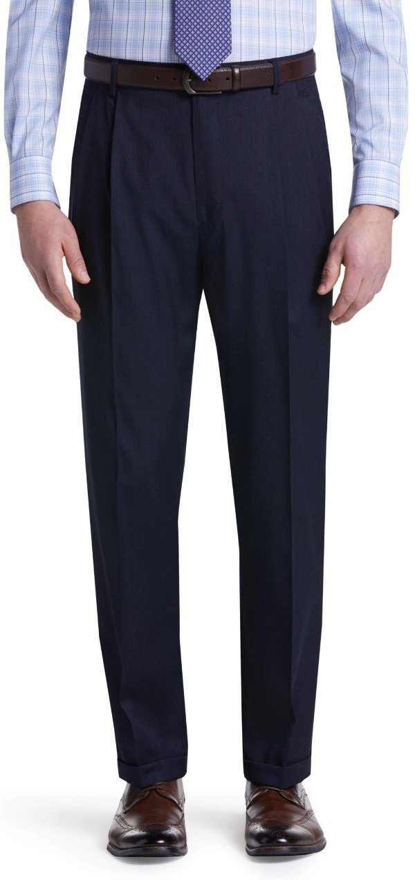 Traveler Collection Traditional Fit Pleated Pants Washable Wool Dress Pants - Big & Tall - Traveler Dress Pants | Jos A Bank