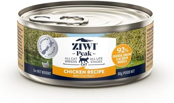 ZIWI Peak Canned Wet Cat Food – All Natural, High Protein, Grain Free, Limited Ingredient, with Superfoods (Chicken, Case of 24, 3oz Cans)